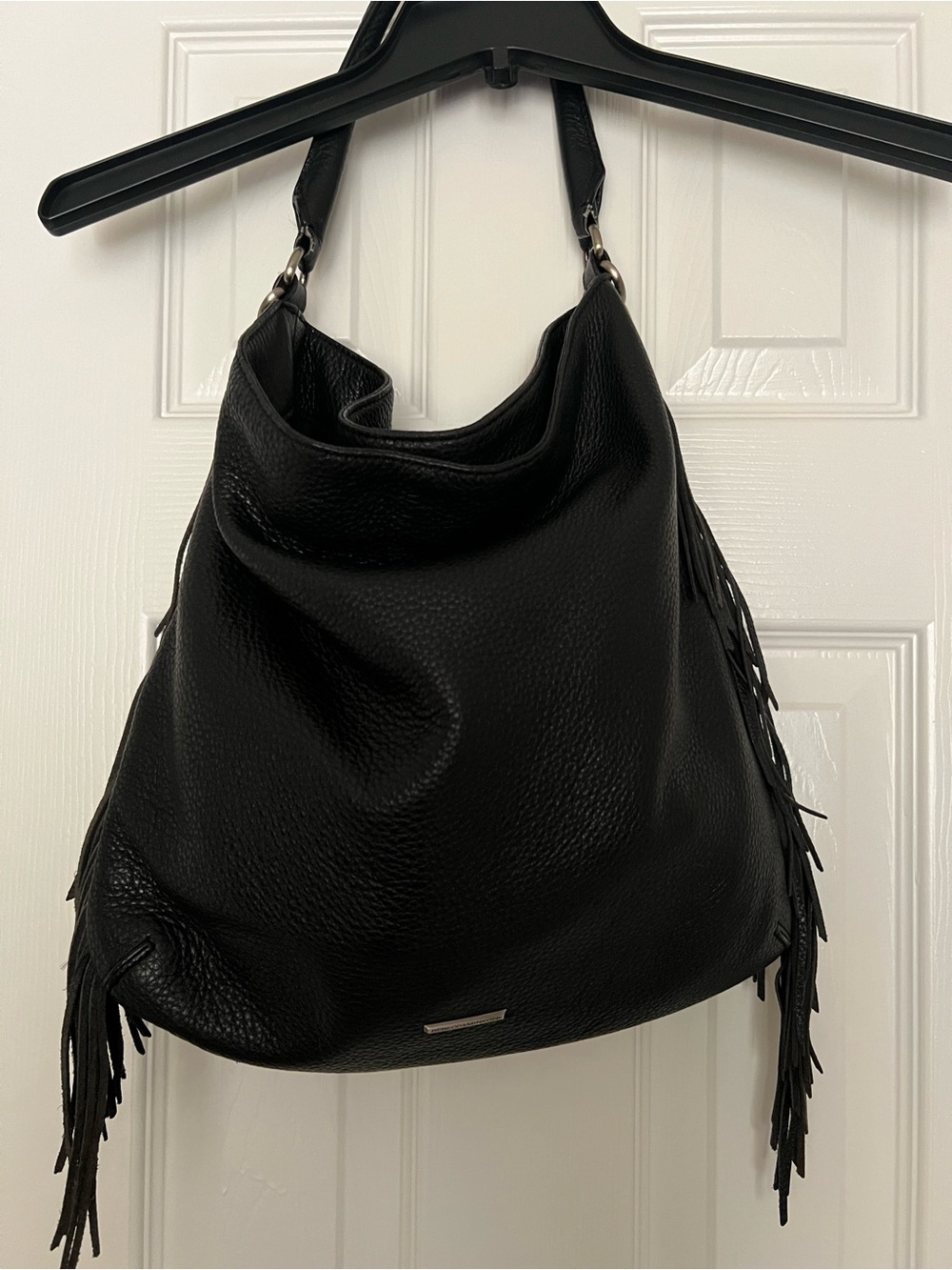 Rebecca Minkoff Black Fringe Leather Hobo Bag